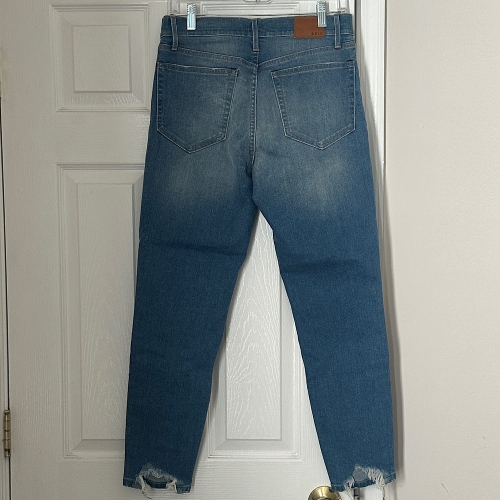 ABLE The High Rise Jeans Medium Wash Size 29 Distressed Ankle Vintage Wash - Picture 5 of 10